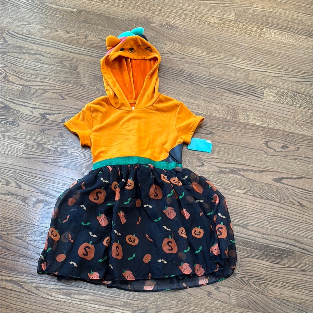 Squishmallows Orange and Black Kids halloween Dress